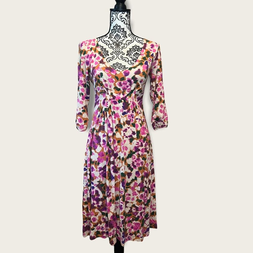 CAbi Everybody Luxe Hydrangea Floral Print Midi Dress Size S